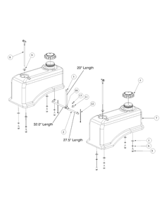Fuel Tank Assembly Diagram and Parts List for M60-KH 53BB5BDX750-27HP-OHV Cub Cadet Lawn Tractor